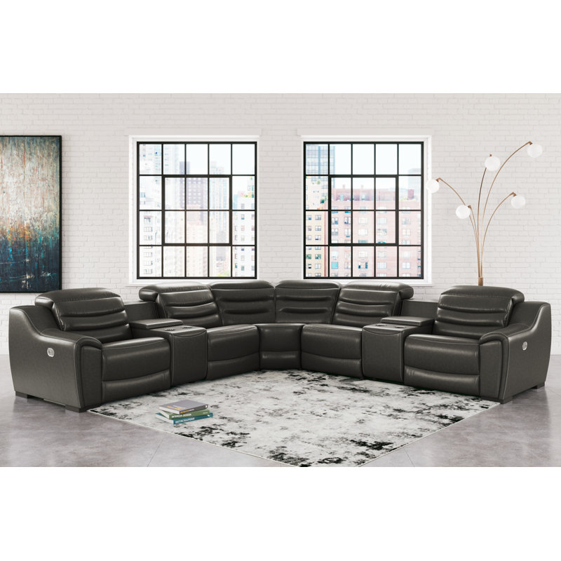 Melynn Upholstered Power Reclining Curved Sectional Symmetrical