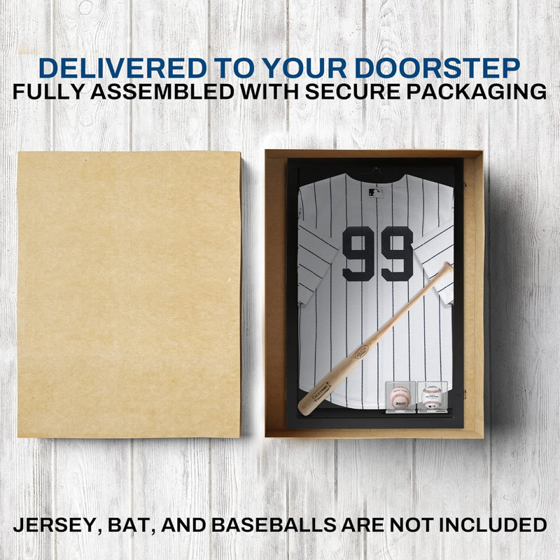 PENNZONI Jersey Frame Display Case, Extra Deep Acrylic Jersey Display Case, Black