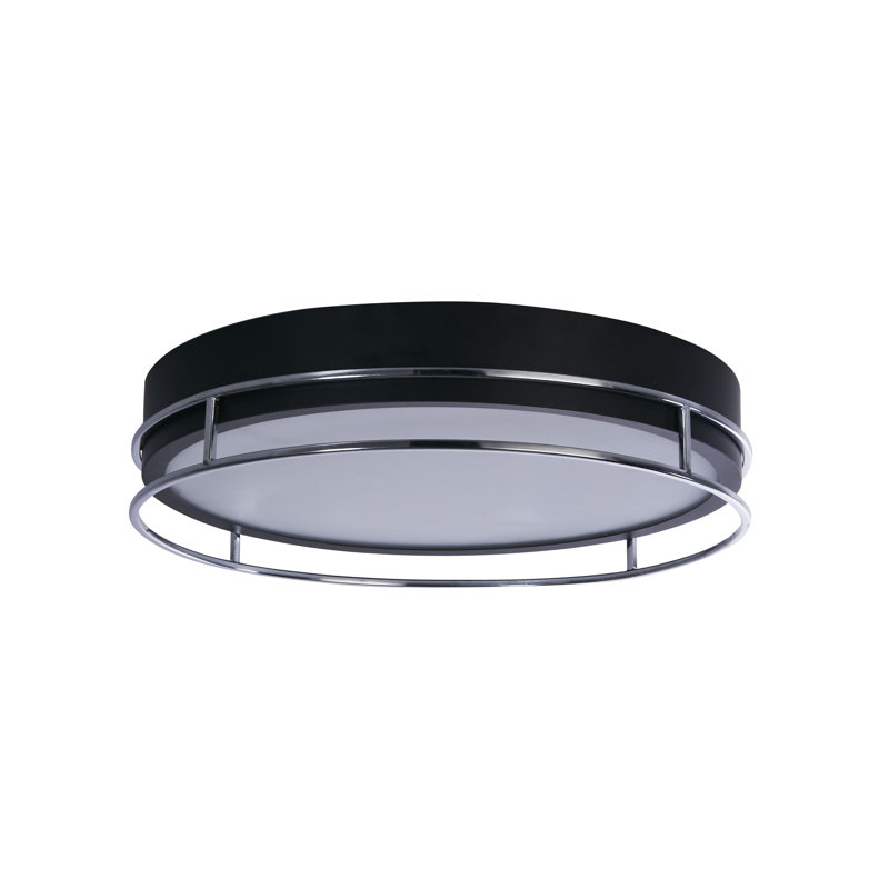 Averie Glass Flush Mount, Black/Chrome