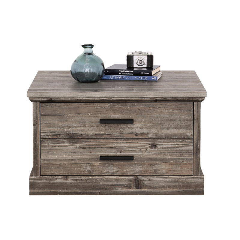 Table basse en bois de pin avec abat-jour brun rustique, surface pour tous les jours, grand tiroir de rangement avec fonction d'extension complète, tablette ouverte, installation rapide, finition des espaces de vie, table,