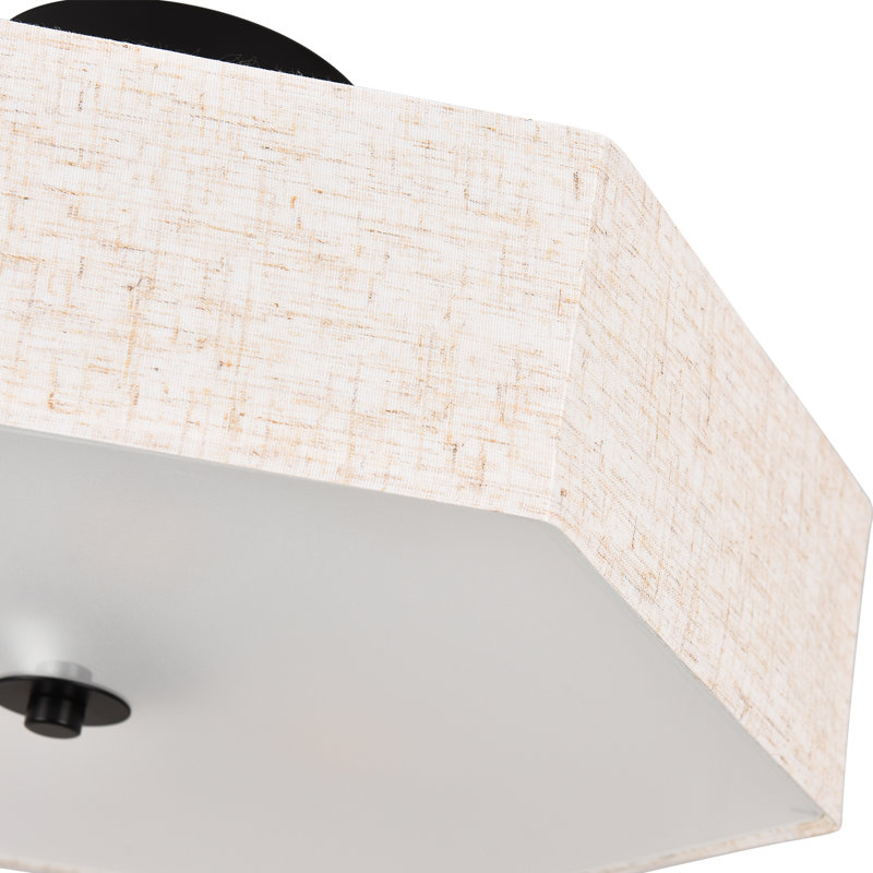 Plafonnier semi-encastré 3 lumières noir mat 
