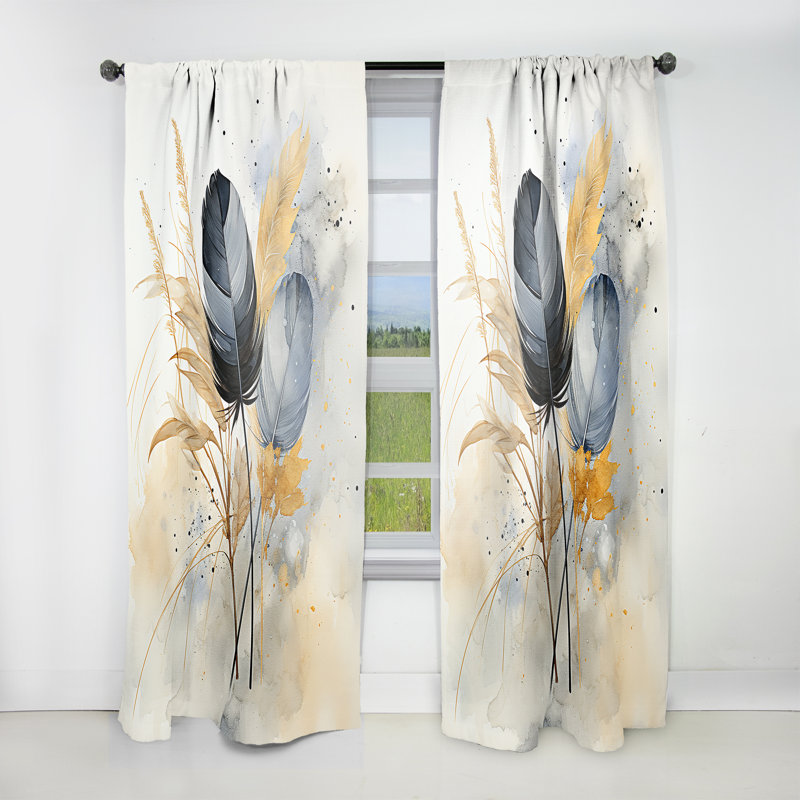 Khamaria - rideau art asiatique - rideau obscurcissant imprimé animal - 1 panneaux, L 52 po x L 84 po