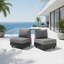 Ensemble de 2 chaises modulaires en aluminium sans accoudoirs pour terrasse de jardin avec piscine (ensemble de 2)