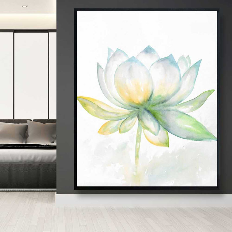 Fleur de lotus - Toile encadrée romantique Neo Mint pour la décoration intérieure