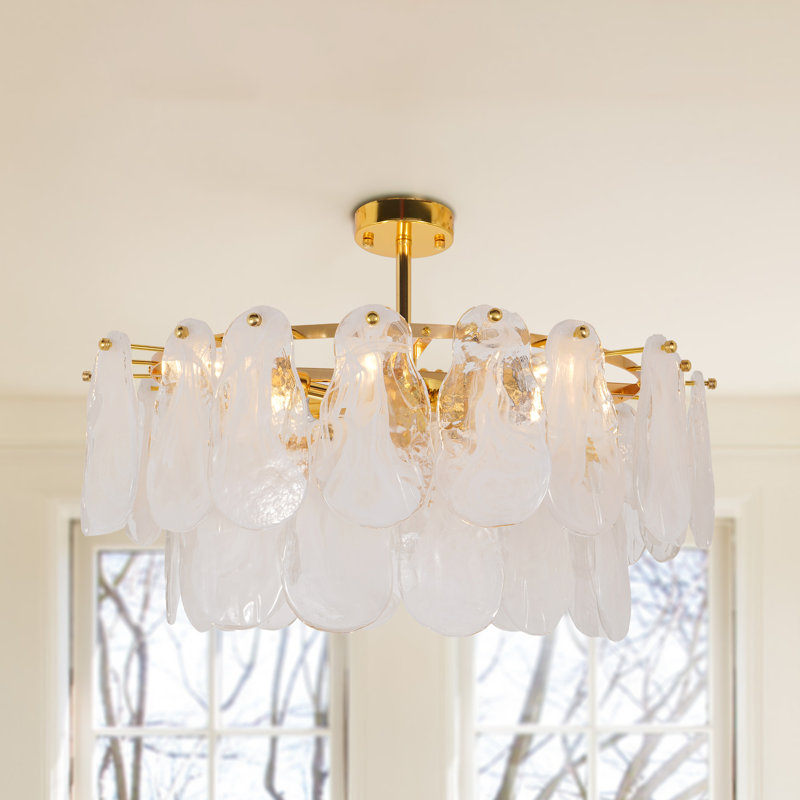 Lustre en cristal 6 lumières à intensité variable avec 6 lumières DEL Modern 