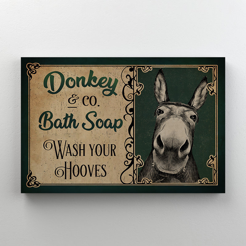 A Donkey - Donkey Bath Soap Wash Your Hooves - 1 pièce, impression d'art graphique rectangulaire sur toile tendue