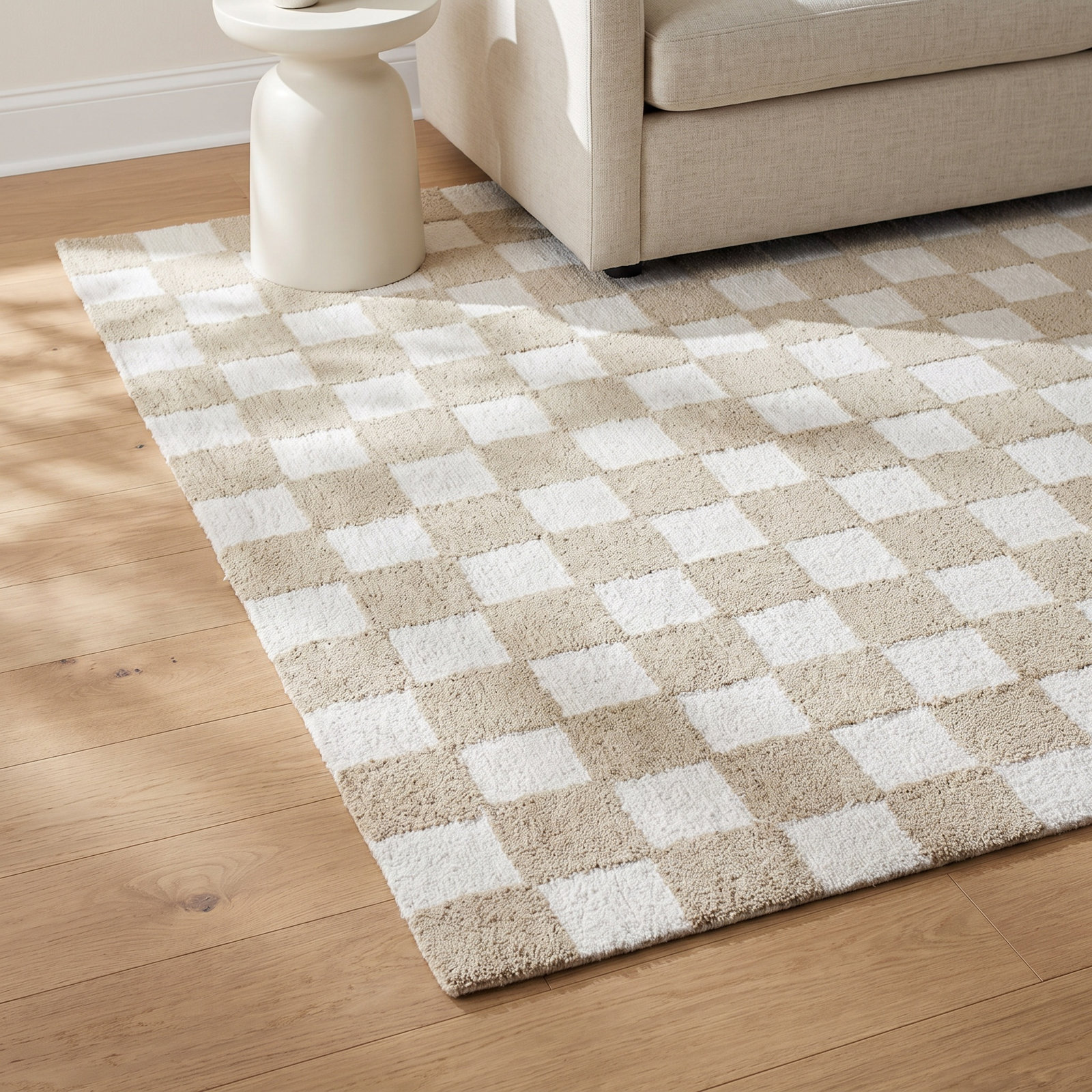 Wright Hand-Tufted Checkered Wool Rug, Rectangle 8' x 10'