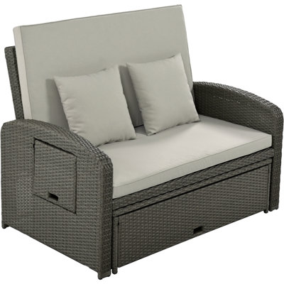 2-Person Reclining Daybed with Adjustable Back and Cushions