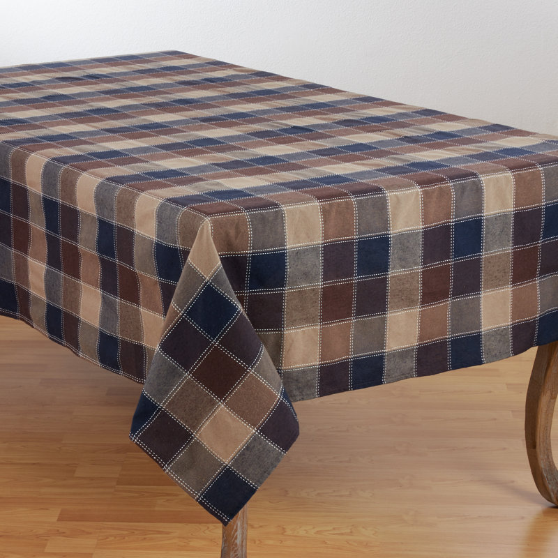 Bernardi Plaid Tablecloth, Brown, 70" W x 104" L