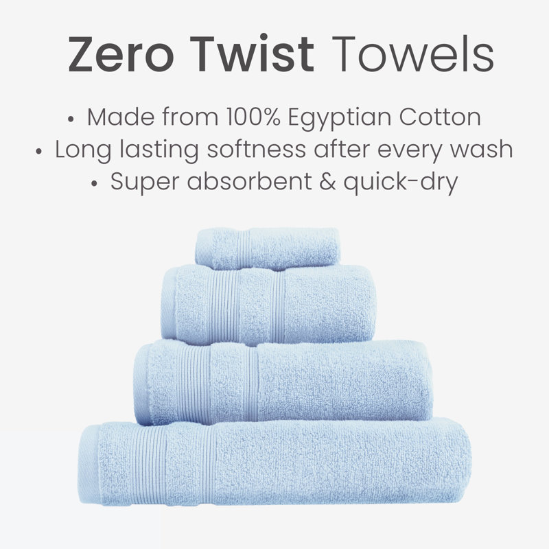 Quick Dry Luxury Standard Cotton Bath Towels Set, Baby Blue