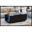 Table basse à DEL, centre de table moderne avec finition ultrabrillante et plateau en verre, table basse avec compartiment de rangement ouvert et 2 tiroirs cachés pour le salon-253267030