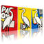 Ensemble de 3 tableaux muraux pop art représentant un héron sur toile tendue-2095100343