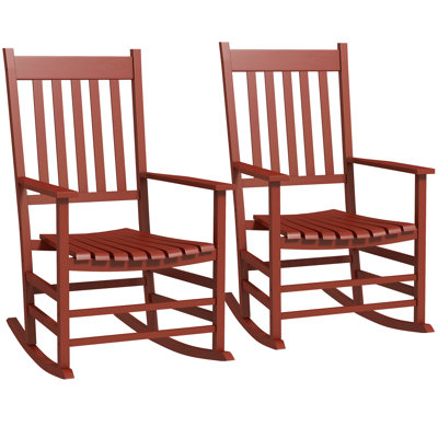 Chaise berçante d'extérieur, chaise berçante de patio en bois avec accoudoirs lisses, dossier haut pour le jardin, balcon, porche