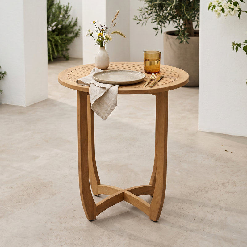 Table basse d'extérieur ronde en acacia