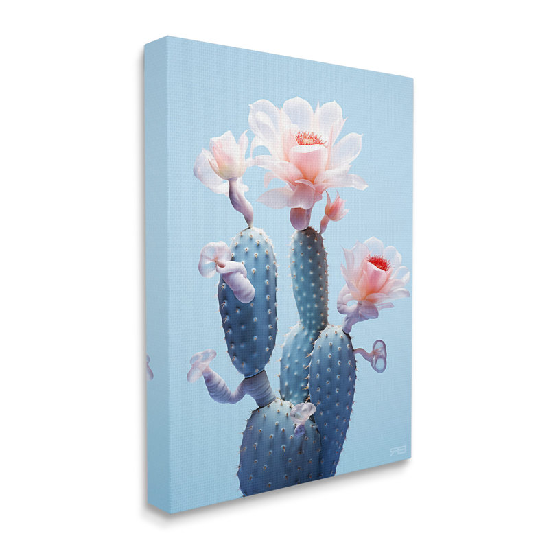 «Southwestern Pink Blooms», art mural sur toile par Rb, H 30 po x l 24 po x P 1,5 po