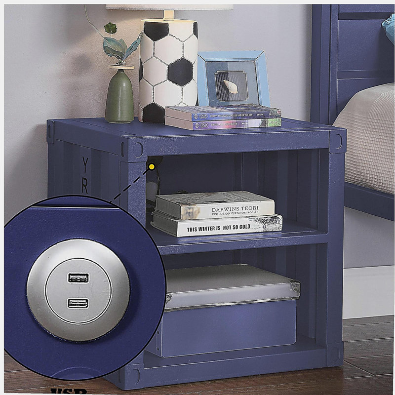 Table de chevet Cargo, Bleu