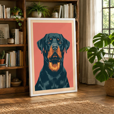 Rottweiler Portrait Modern - Wrapped Canvas