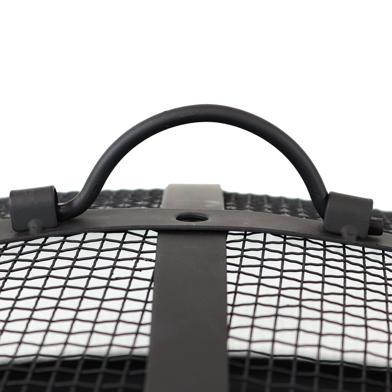 30" Black and Bronze Steel Wood-Burning Fire Pit with Screen and Poker