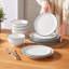 12 Pieces Dinnerware, Round Plate, Dinner Plate, Dessert Plate And Bowl, Serve For 4 Person, White Porcelain, Ceramic Dinnerware-1533113418