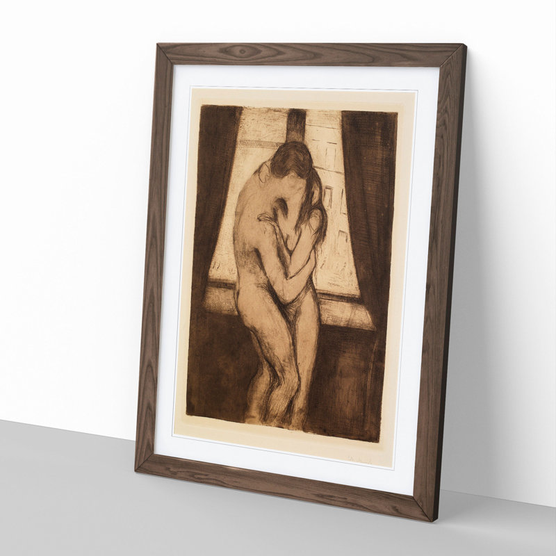 The Kiss Vol.2 by Edvard Munch - Picture Frame Painting, Walnut, 36cm H x 27cm W x 2cm D