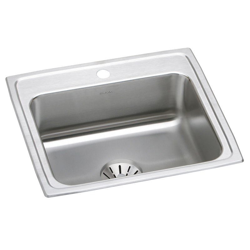 Évier de cuisine encastré avec drain Lustertone L 22 po x l 19,5 po, 1 trou