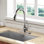 Robinet de cuisine rétractable, en acier inoxydable, nickel brossé, à ternir, pivotant sur 360 °, robinet de 1,8 gal / min pour un entretien facile, débit maximal