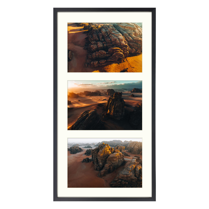 Drennon Metal Picture Frame, Black, 7" x 14" Matted to 4" x 6", 4" x 6"