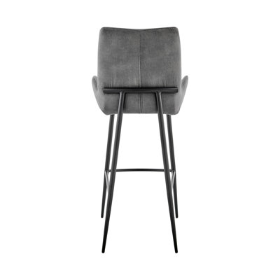 Chaise de bar 43 po en microfibre gris anthracite et fer noir