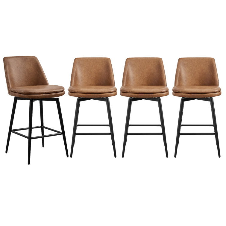 Betzalel Swivel Upholstered 27'' Counter Stool with Metal Frame