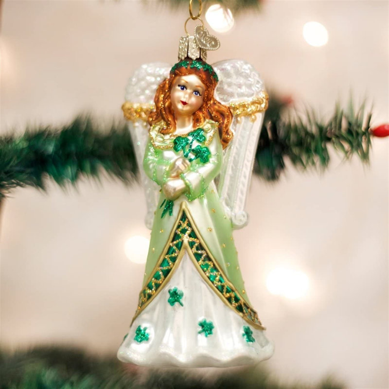 Ornement en verre soufflé pour ange irlandais Old World Christmas