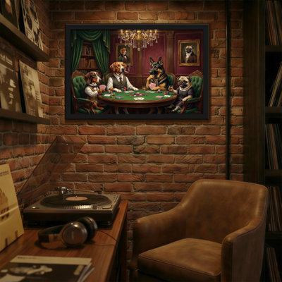 Animals Dogs Playing Poker In Elegant Room