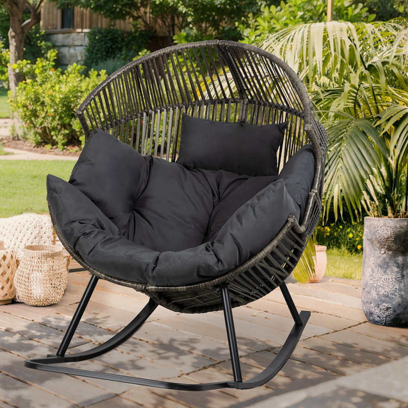 Fauteuil à bascule berçant avec coussin, Taupe, Gris foncé