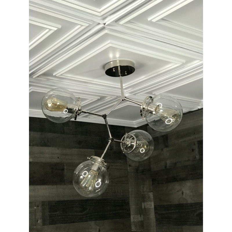 Marelle 4 - Light Dimmable Sputnik Modern Linear Chandelier, Polished Nickel