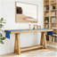 Table d'entrée en bois massif de style naturel avec rangement à deux niveaux, conception campagnarde pour une utilisation polyvalente et durable