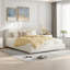 Lit rembourré moderne avec tête de lit confortable, conception encastrée et pieds en bois-802107816
