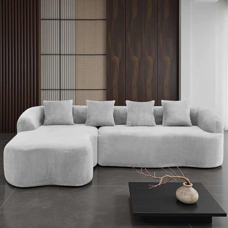 Boneless 104.7" L-Shaped Sectional Sofa With Chaise, 4-Seater Deep Seat Sofa Couch With 4 Pillows And Foam & Spring Support