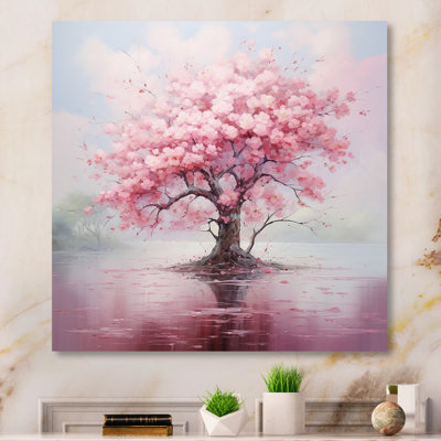 Pink Cherry Blossom Romantic Impression III - Floral Metal Wall Decor