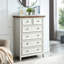 Commode beige à 6 tiroirs - Rangement spacieux pour la chambre à coucher avec comptoir à poignées élégantes