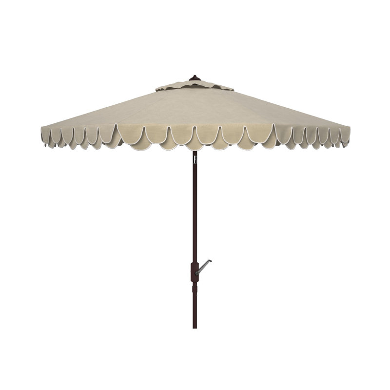 Parasol de plage festonné 130 "Mabel, Beige / Blanc