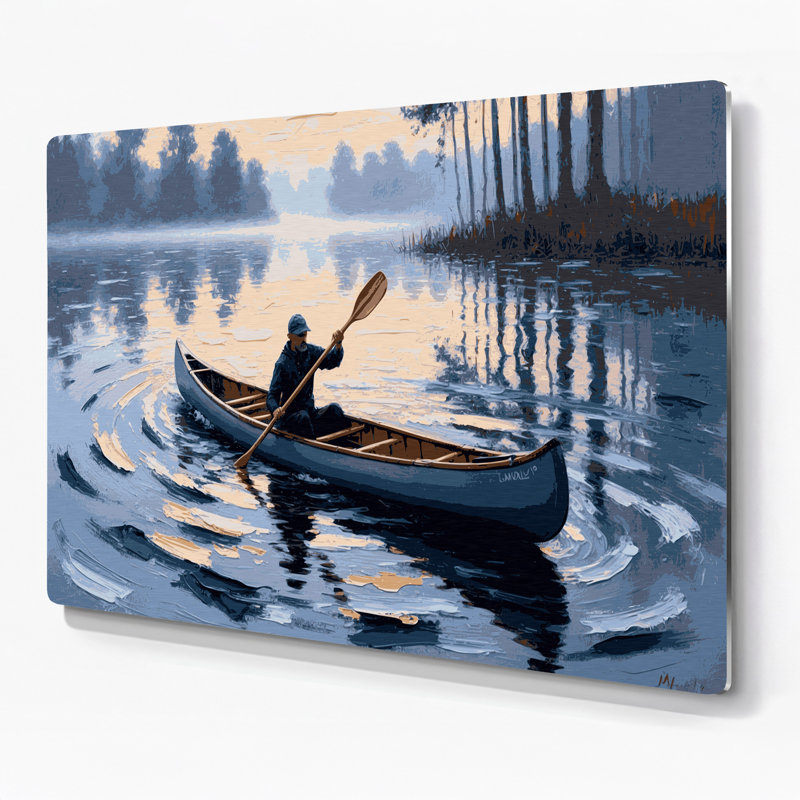 Art mural en métal blanc Sports Canoeing, H 12 po x l 18 po