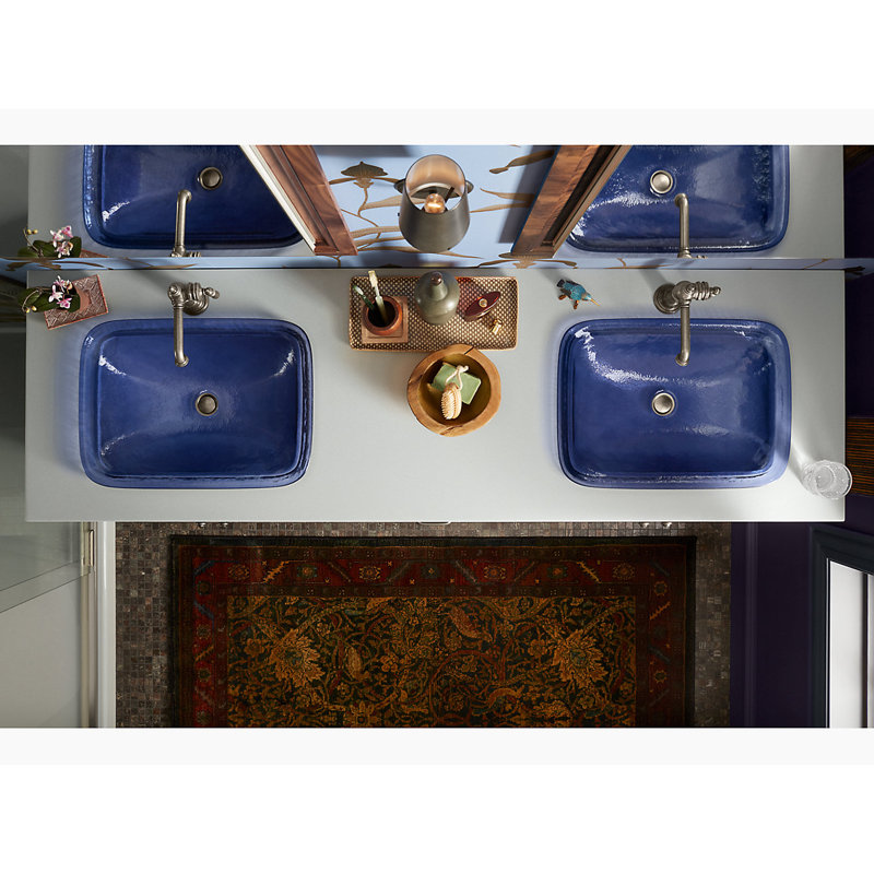 Kohler Inia, Artist Editions Rectangle Glass Wading Pool Bathroom Sink, Ice