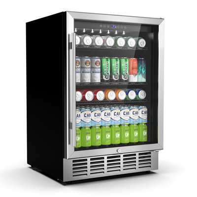 24 Inch Built-in & Freestanding Beverage Refrigerator, 190 Can Capacity Drink Cooler for Kitchen, Bar & Office