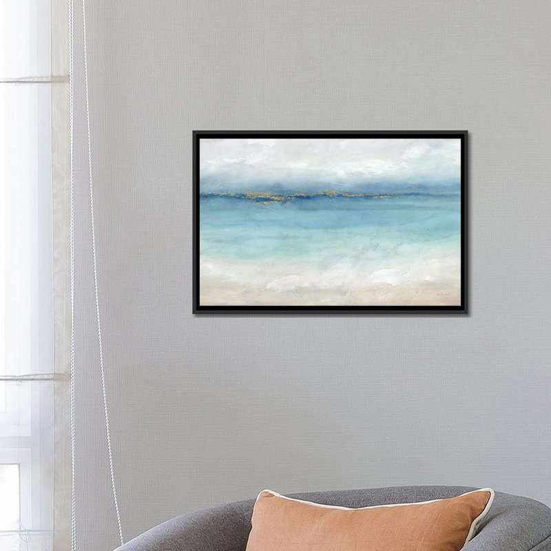 «Serene Sea Landscape» par Cynthia Coulter - reproduction d'art, H 18 po x l 26 po, Toile encadrée, Noir