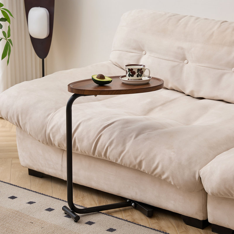 Dashown Coffee Table, C-shaped Side Table, C Shaped End Table,modern coffee table,cocktail table, Brown, Black
