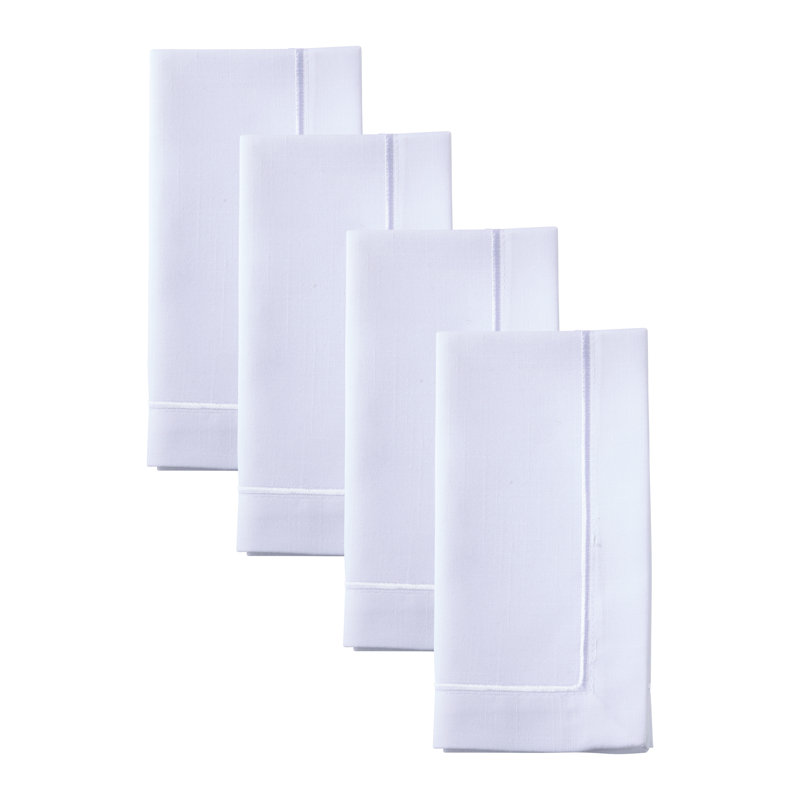 Serviettes en tissu à bordure ajourée (ensemble de 4) - Serviettes de table élégantes pour les repas de tous les jours et les réceptions