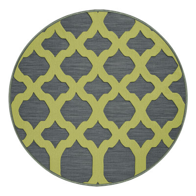 Machine Washable Trellis Green Area Rug