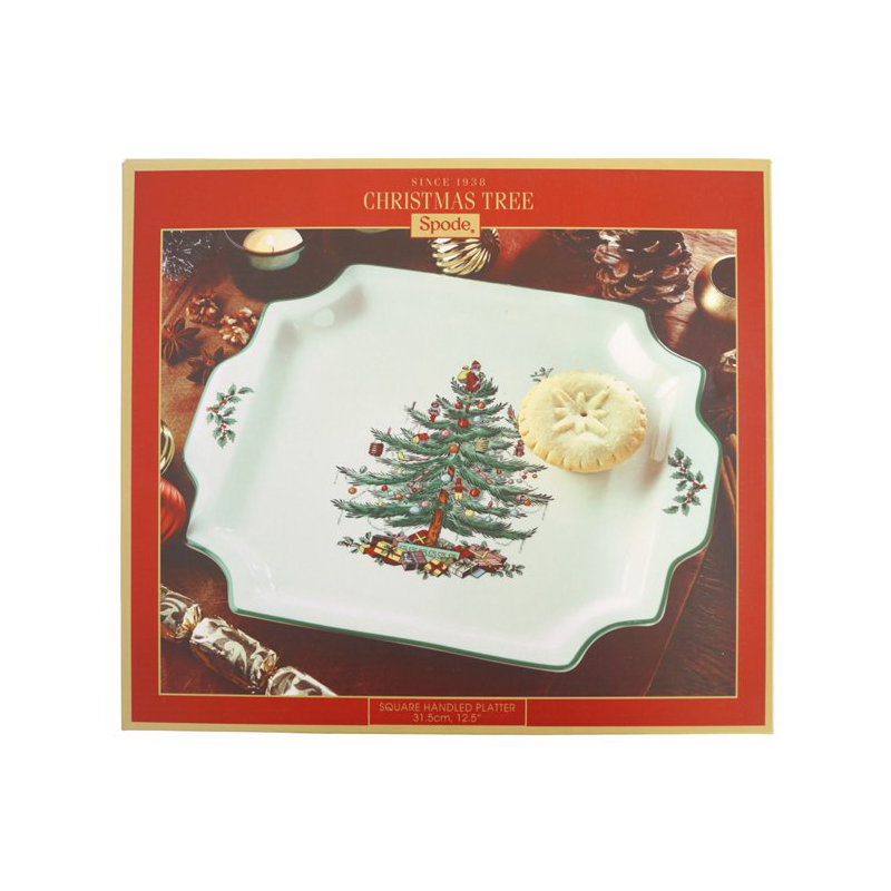 Spode Christmas Tree Square Handled Platter 12.5"