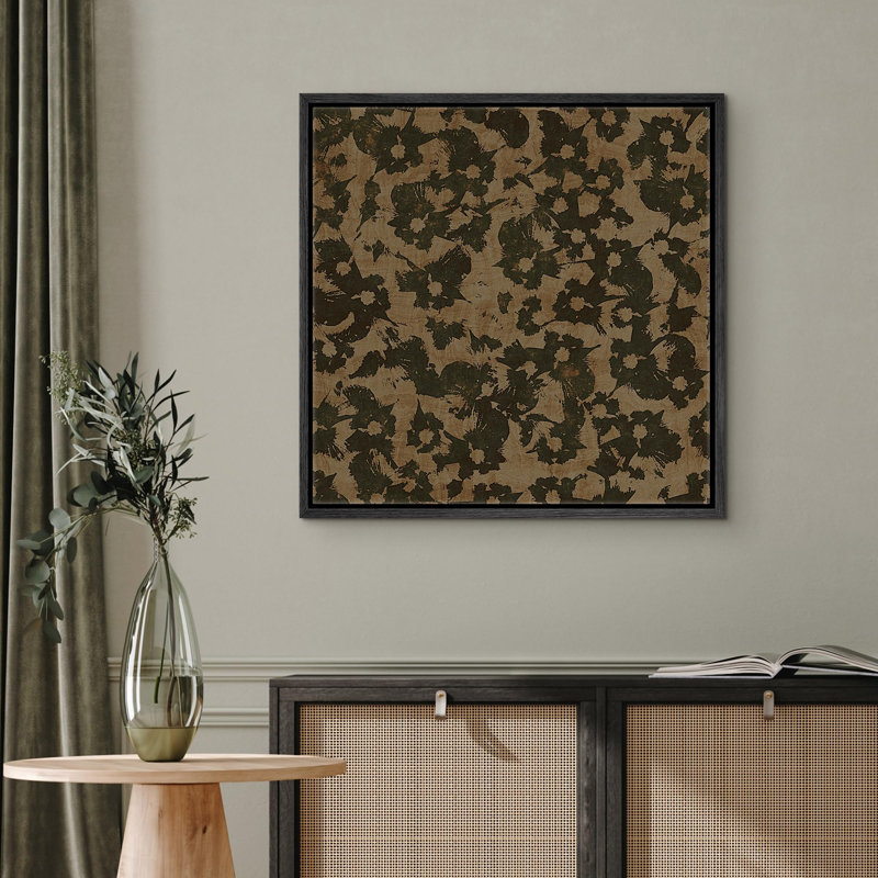 «Vintage Abstract Foliage Modern Botanical Wilderness Rustic French Country», Noir, H 16 po x l 16 po