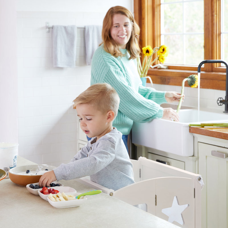 Ivory Foldable Wooden Toddler Kitchen Helper Tower