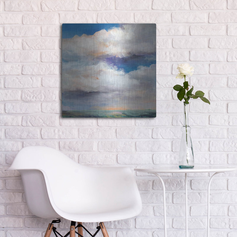 Art mural en métal luxueux «Sunlit Serenade 1» par Karen Hale, 24 po x 24 po